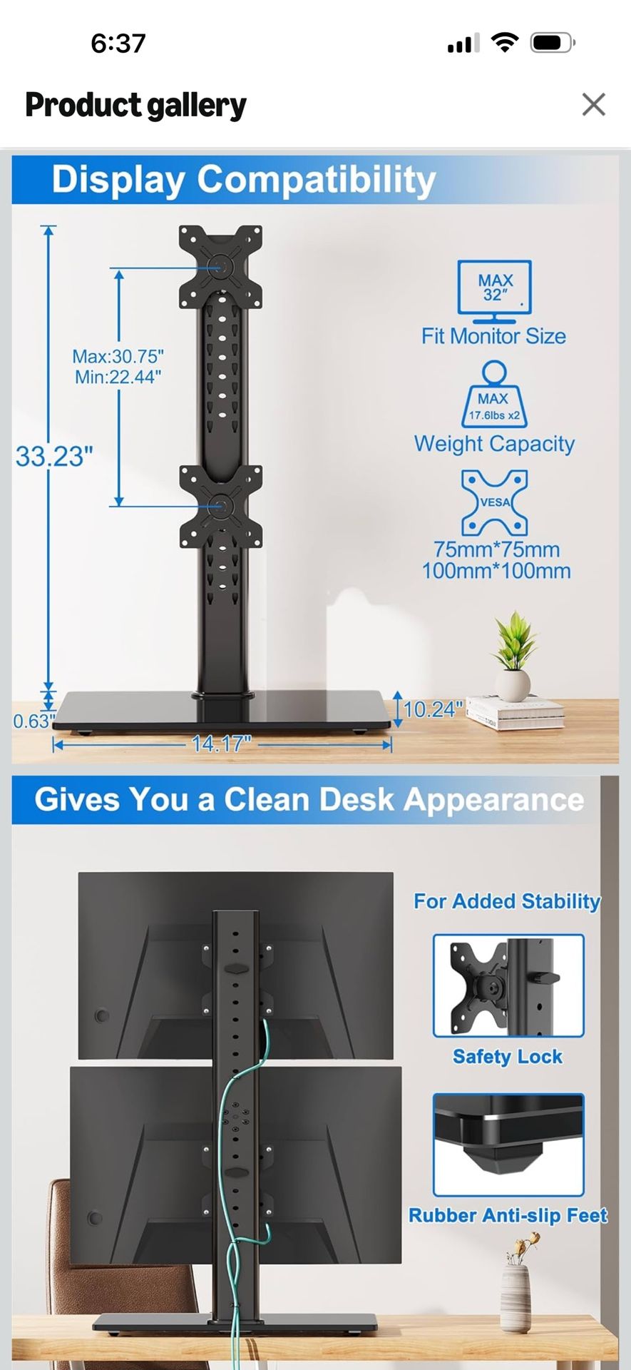 Dual monitor stand like new - photo 2
