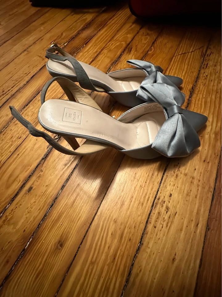 DB Studio Edwina Satin Bow Slingback Heels in Light Blue - photo 2