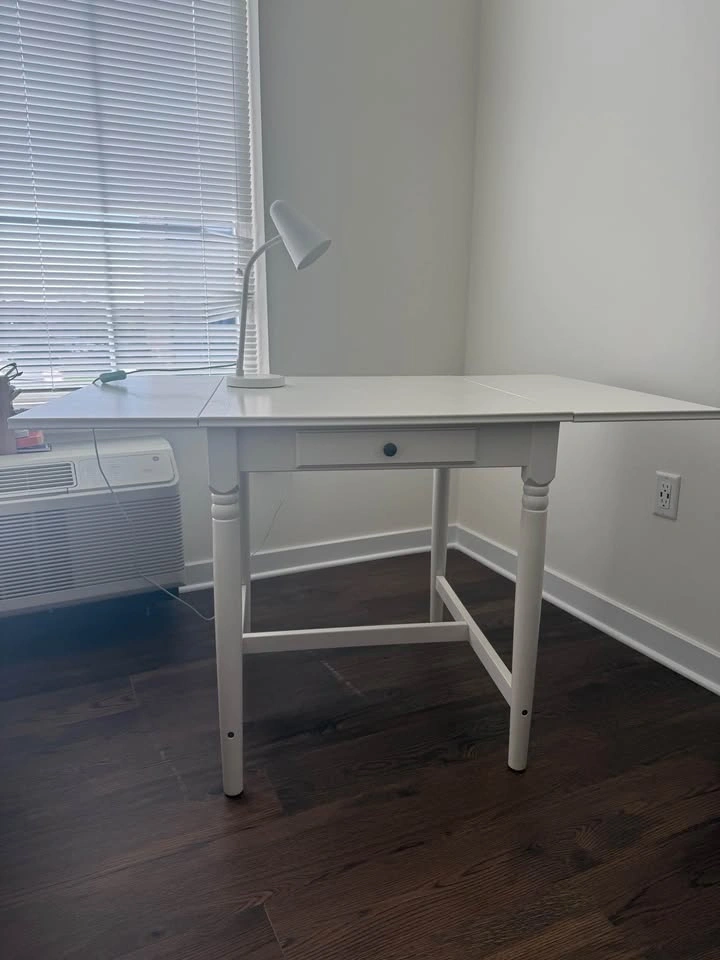 White Drop-Leaf Table - photo 2