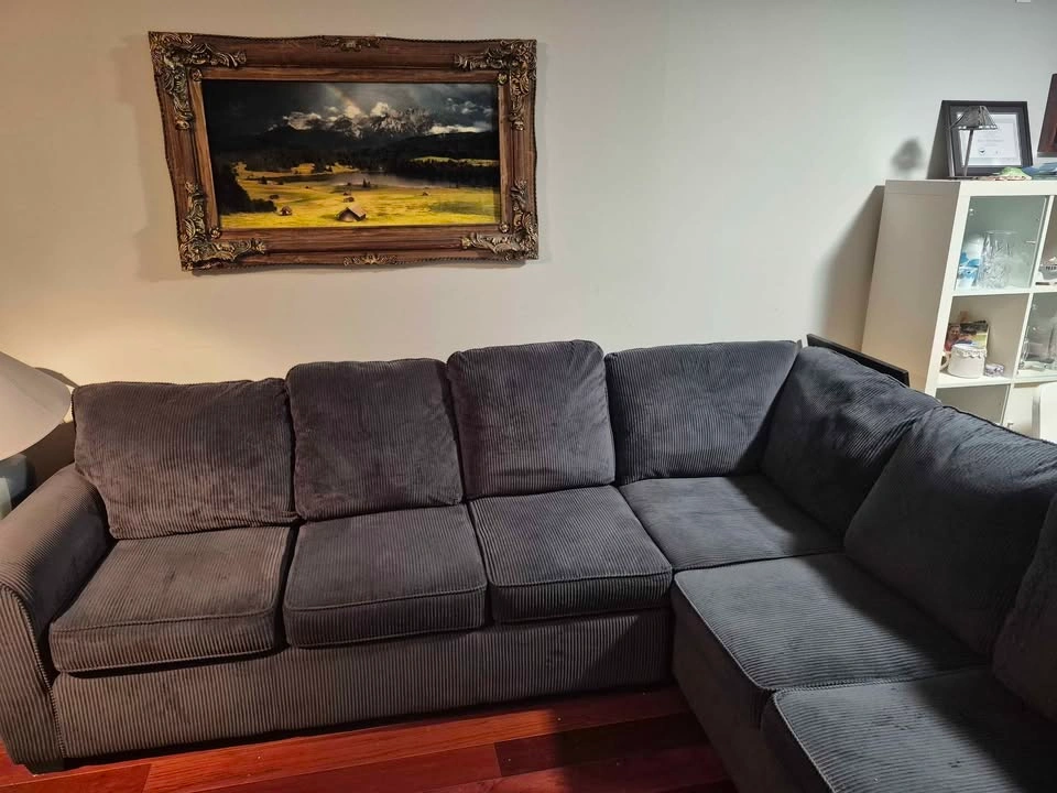 Quality Blue Corduroy Sectional – Very Comfortable & Sturdy - photo 4