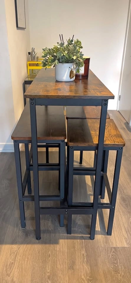 Compact Dining Table Set with 4 Wood Top Chairs