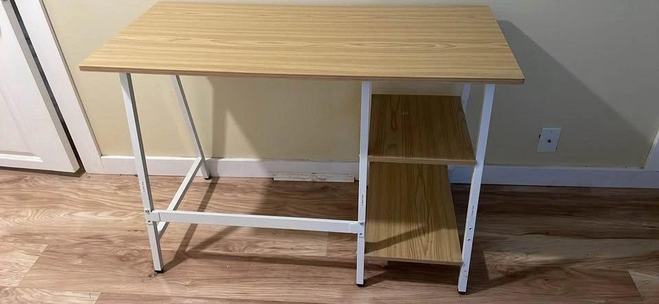 SHW 43” Computer Desk with Storage Shelves – Oak/White