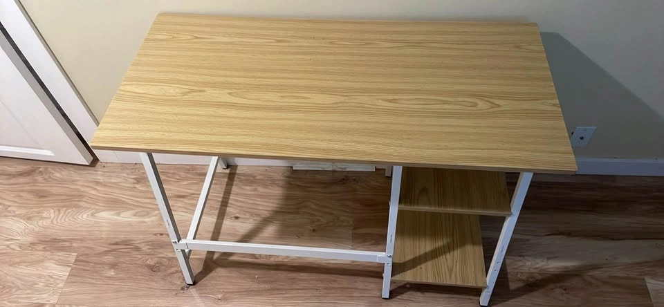 SHW 43” Computer Desk with Storage Shelves – Oak/White - photo 2