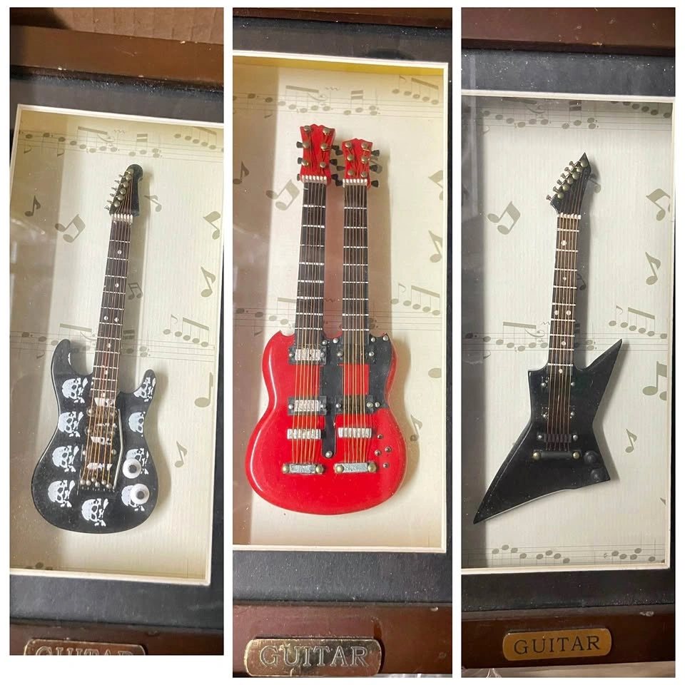 3D Miniature Rock Guitar Shadow Box Wall Frames (Set of 3)