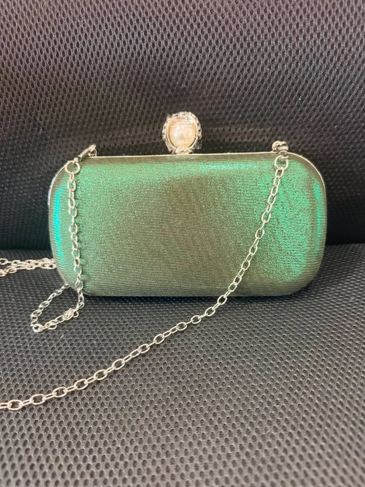 Green Floral Sequined Evening Clutch Bag - photo 2