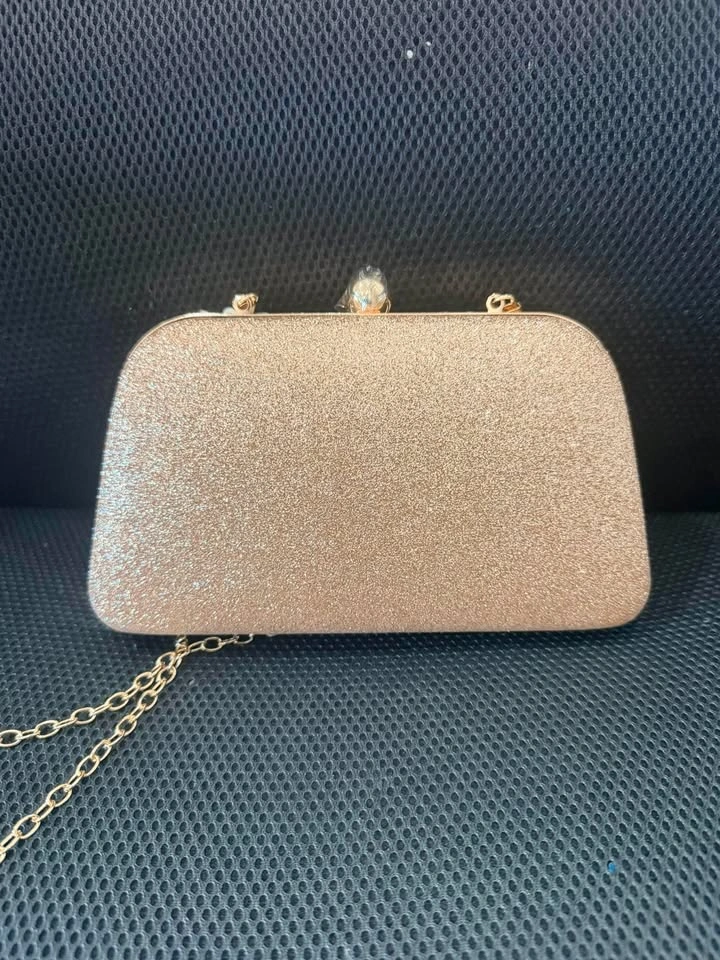 Golden Floral Sequined Evening Clutch Bag - photo 2