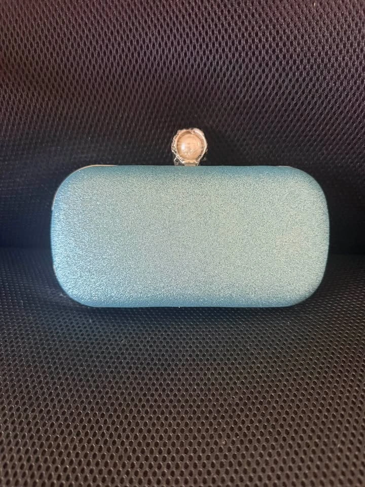 Light Blue Floral Sequin Evening Clutch Bag - photo 2