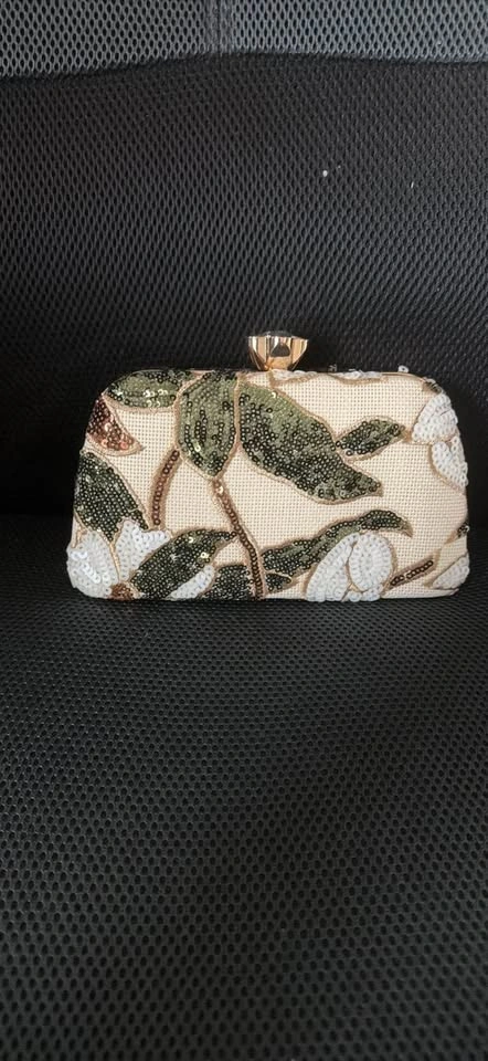 Sequin Floral Clutch Bag