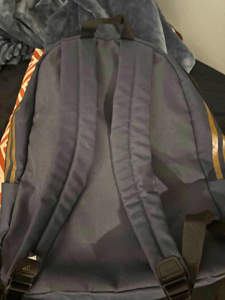 Adidas blue and gold backpack