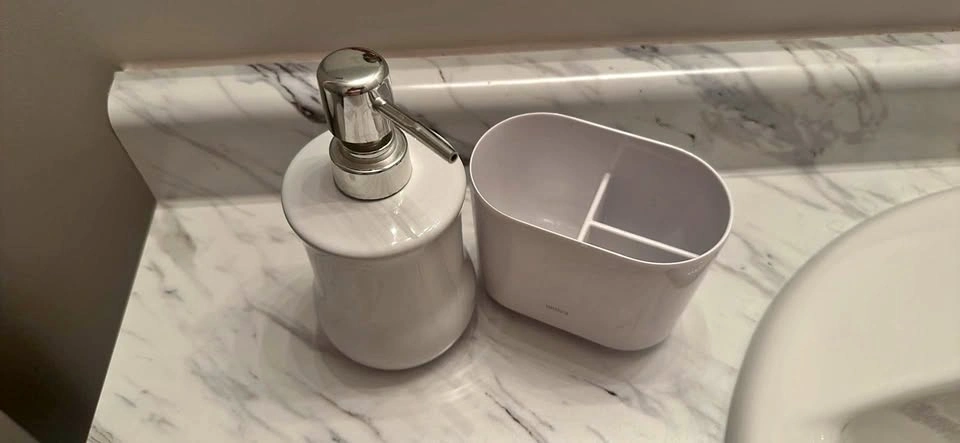 Bathroom Soap Dispenser and Umbra Toothbrush Holder Set