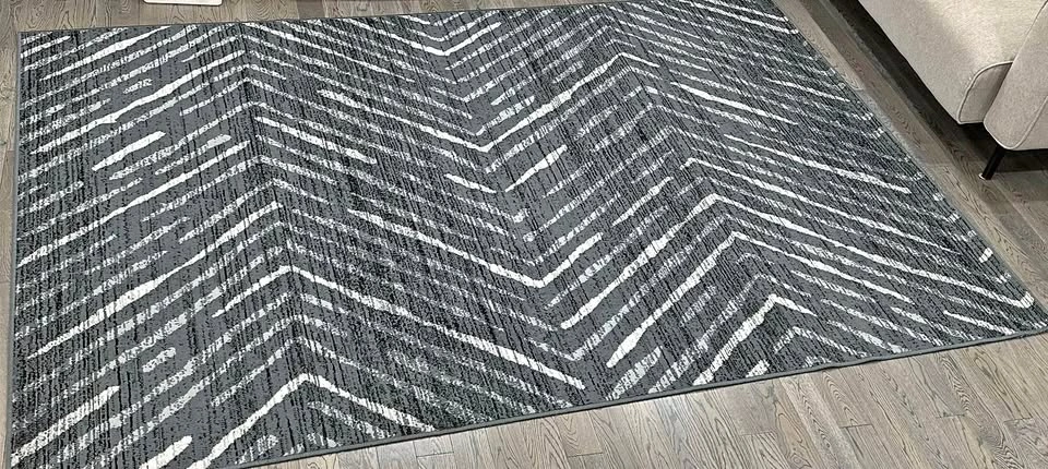 Gray and White Chevron Area Rug