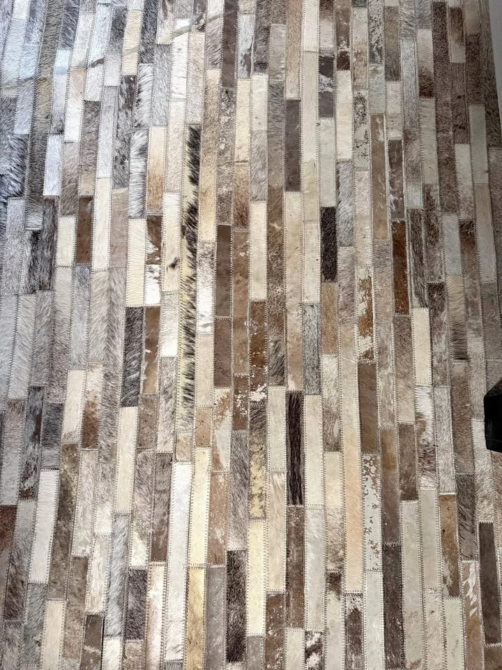 Grey/Ivory Patchwork Natural Cowhide Area Rug 8’ X 10’