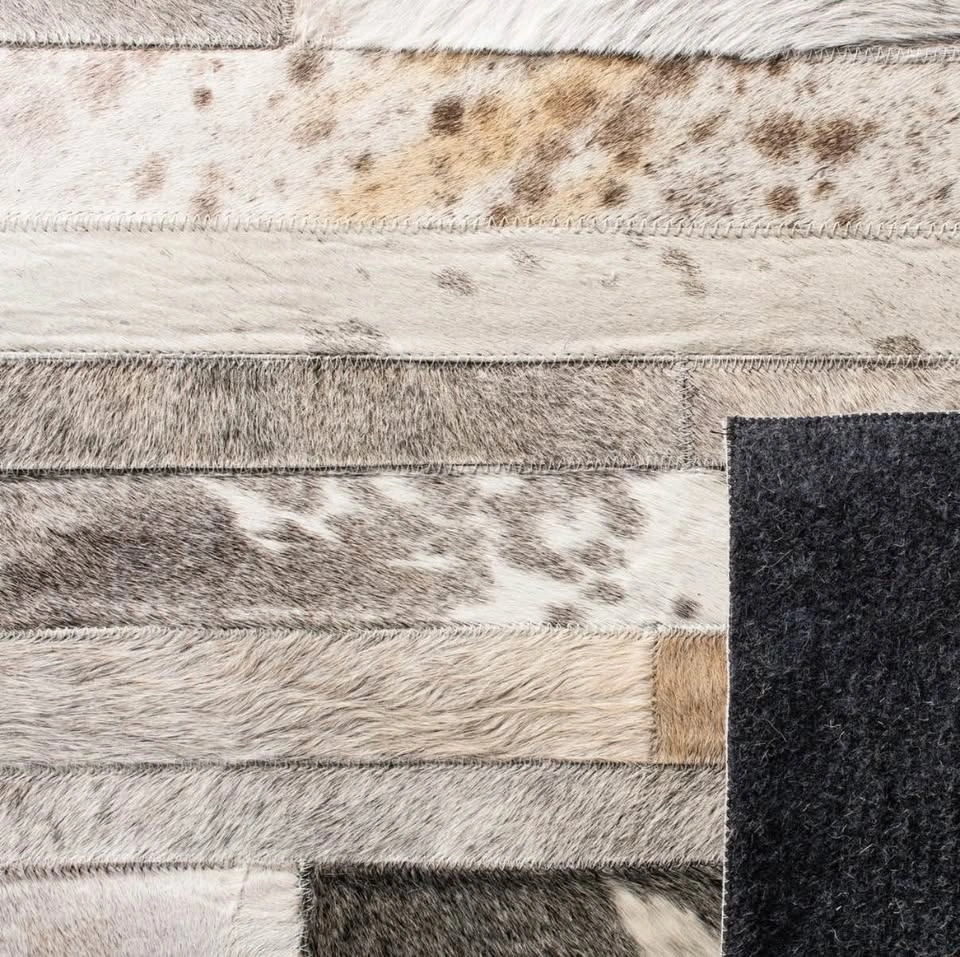 Grey/Ivory Patchwork Natural Cowhide Area Rug 8’ X 10’ - photo 3