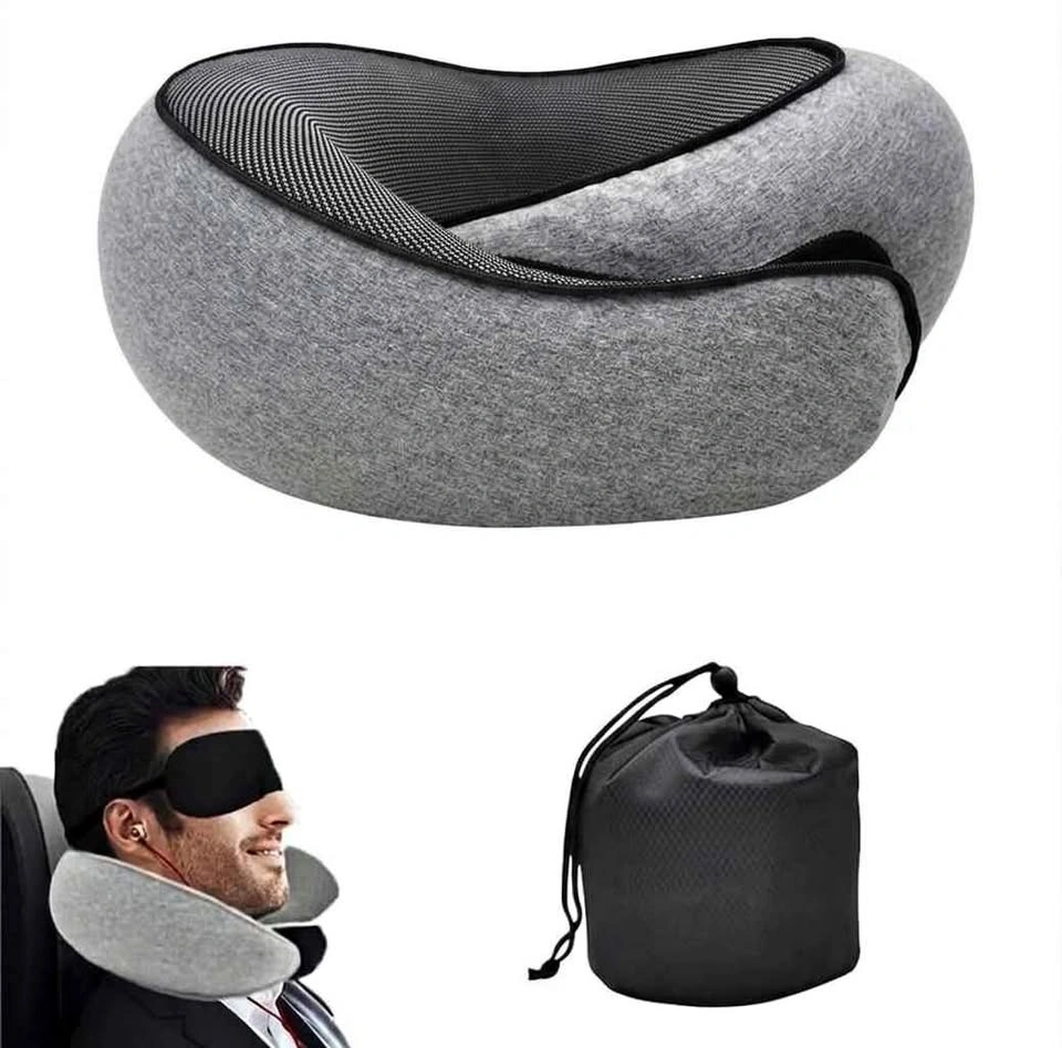 Memory Foam Travel Neck Pillow with Storage Bag