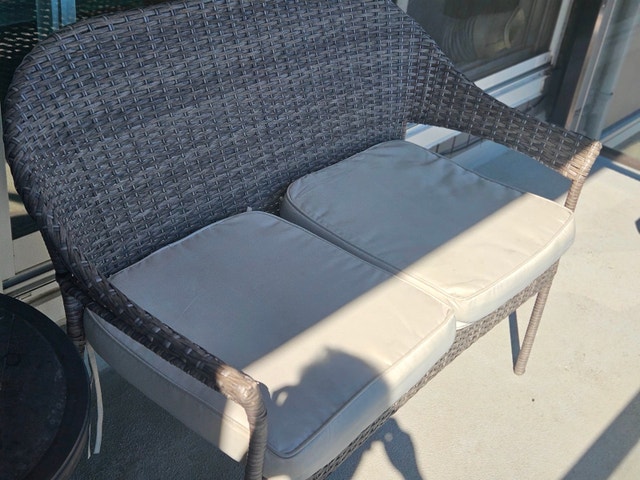 Grey Wicker Loveseat With Cushions