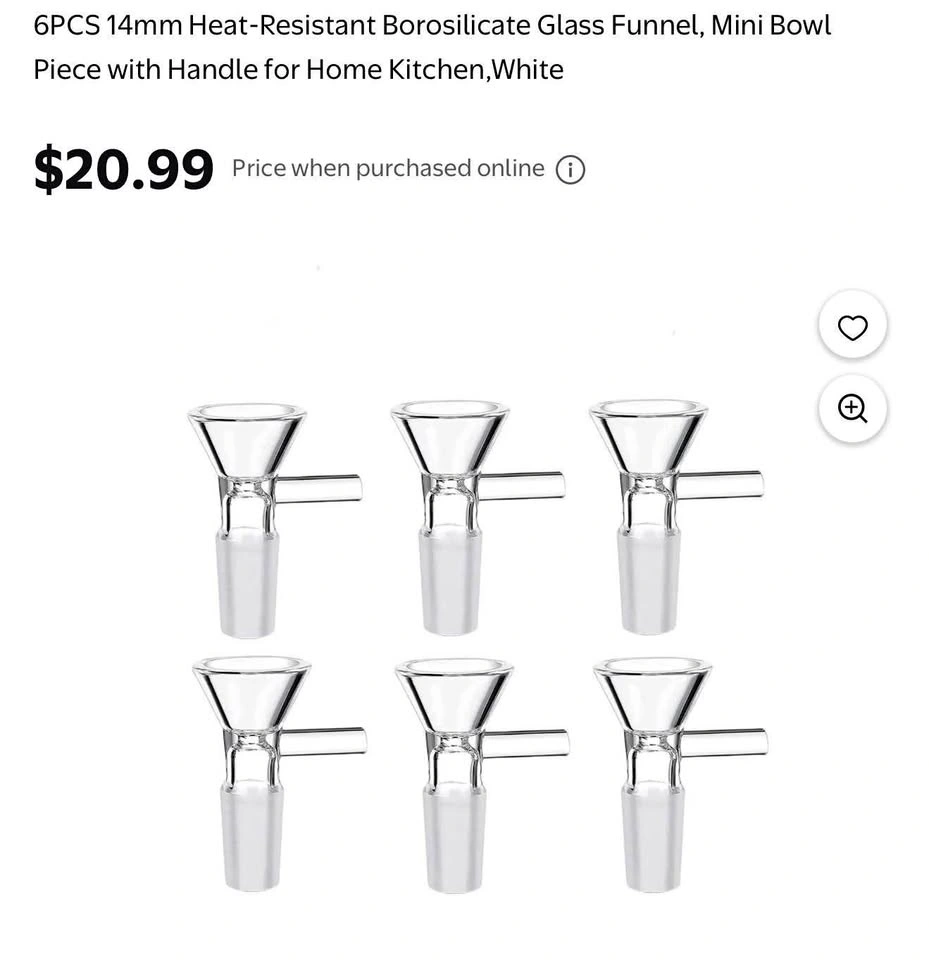 14mm Heat Resistant Glass Funnels 6pcs
