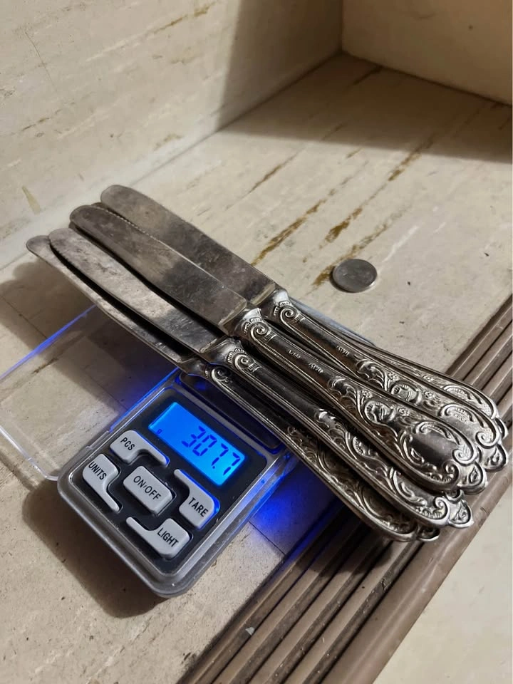 Vintage 800 Silver Set of 6 Italy Knives Please Read Description - photo 4