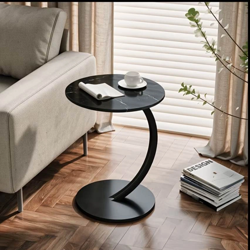Faux Marble Black Small Side Table - photo 2