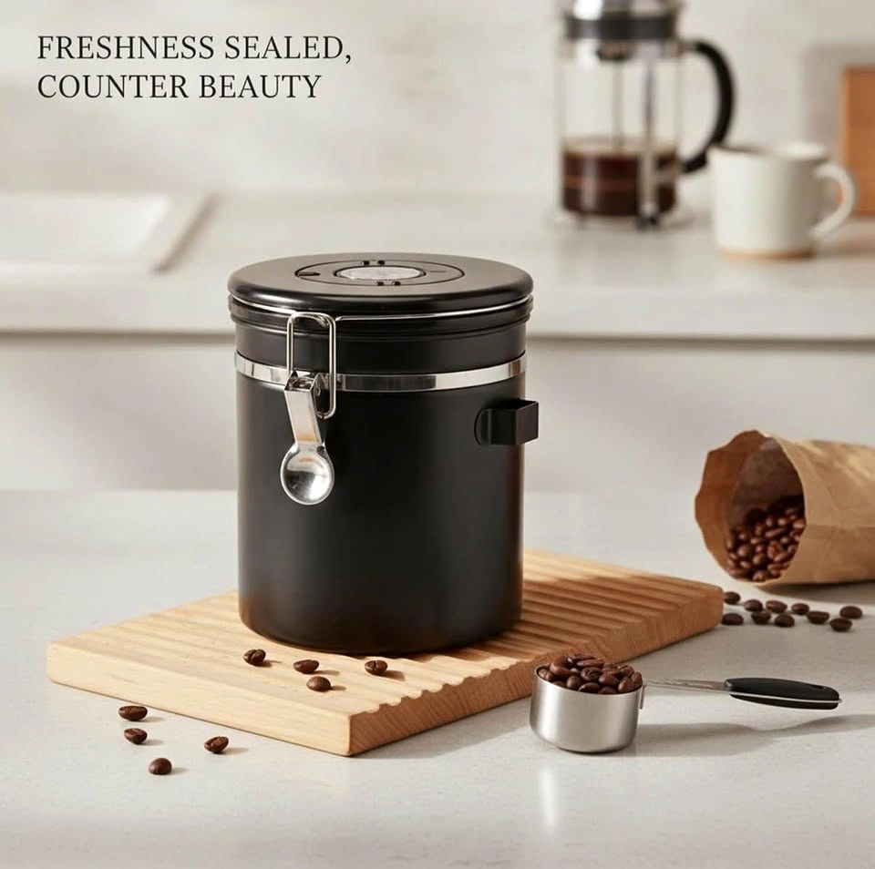 1.5L Stainless Steel Airtight Coffee Canister with Scoop
