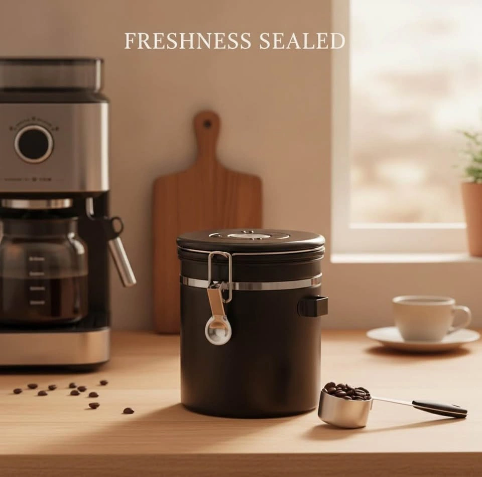 1.5L Stainless Steel Airtight Coffee Canister with Scoop - photo 2