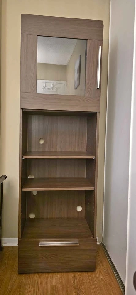 Tall Walnut Media / Storage Cabinet with Glass Door – 76" High