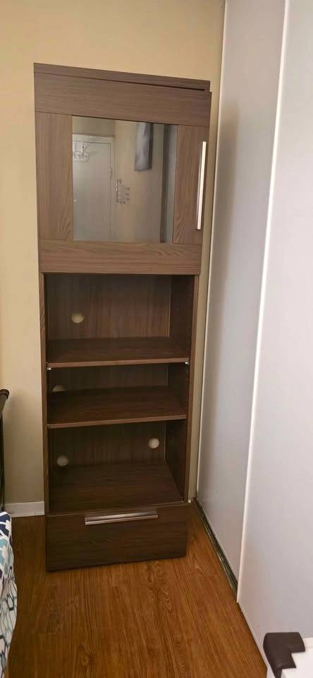 Tall Walnut Media / Storage Cabinet with Glass Door – 76" High - photo 2