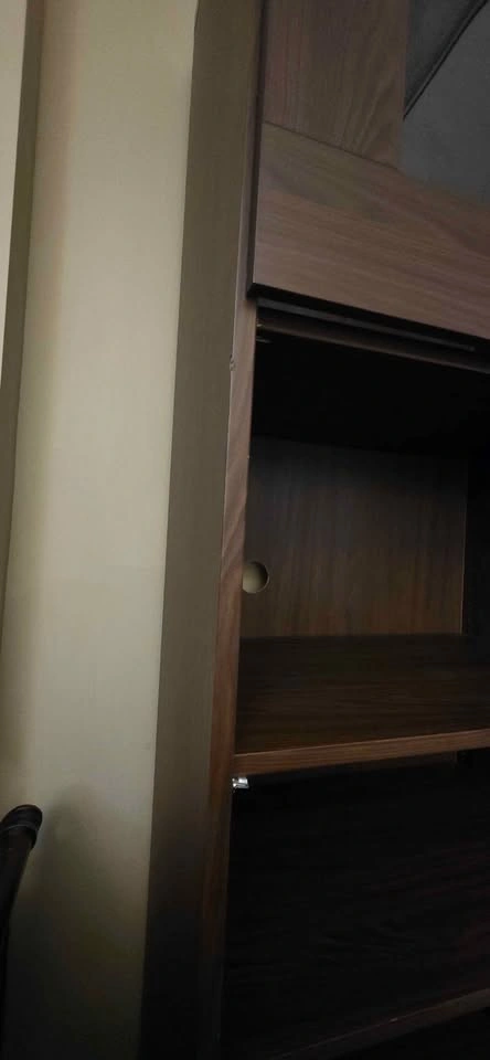 Tall Walnut Media / Storage Cabinet with Glass Door – 76" High - photo 4
