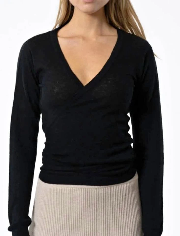 Banana Republic merino wool wrap cardigan, black, XS