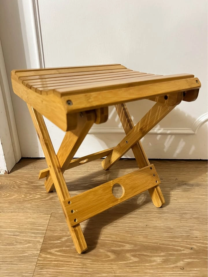 Bamboo Folding Stool Portable Small Stool Multi-purpose - photo 2