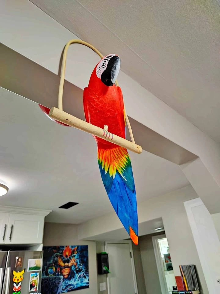 Vintage 90's Handmade/Hand Painted Wooden Parrot