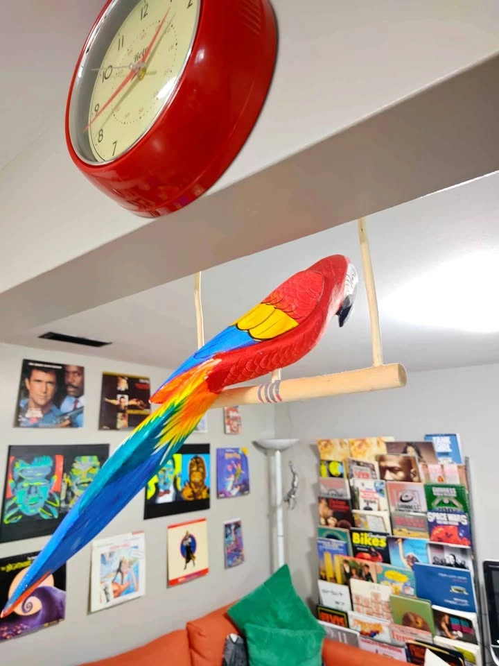 Vintage 90's Handmade/Hand Painted Wooden Parrot - photo 2