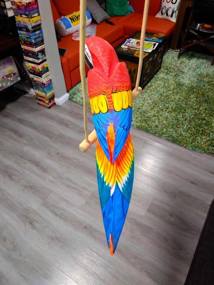Vintage 90's Handmade/Hand Painted Wooden Parrot - photo 3