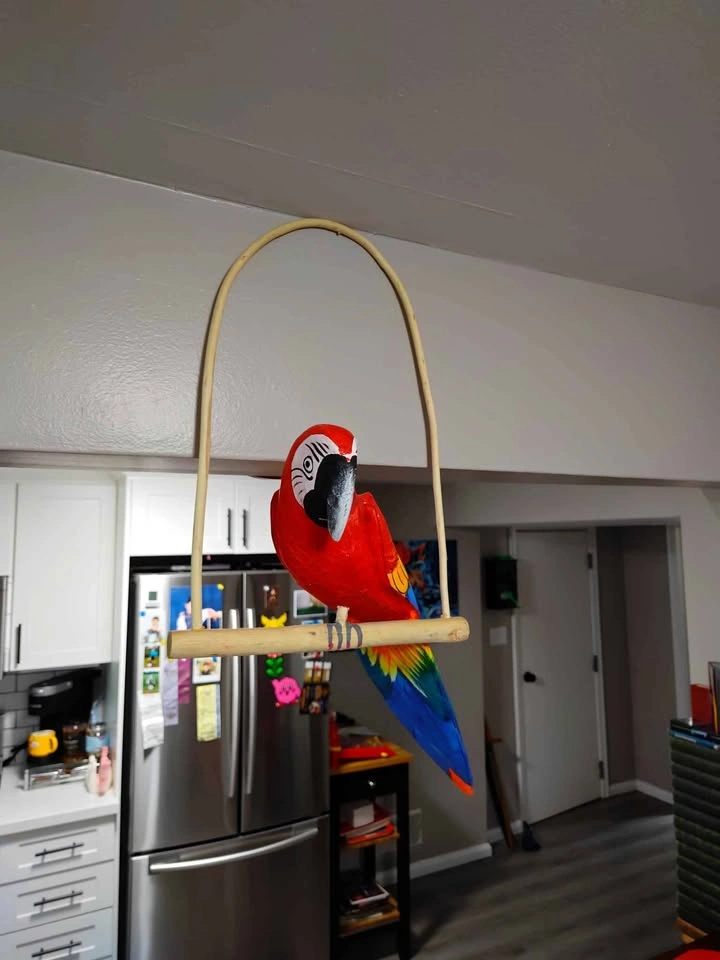 Vintage 90's Handmade/Hand Painted Wooden Parrot - photo 4