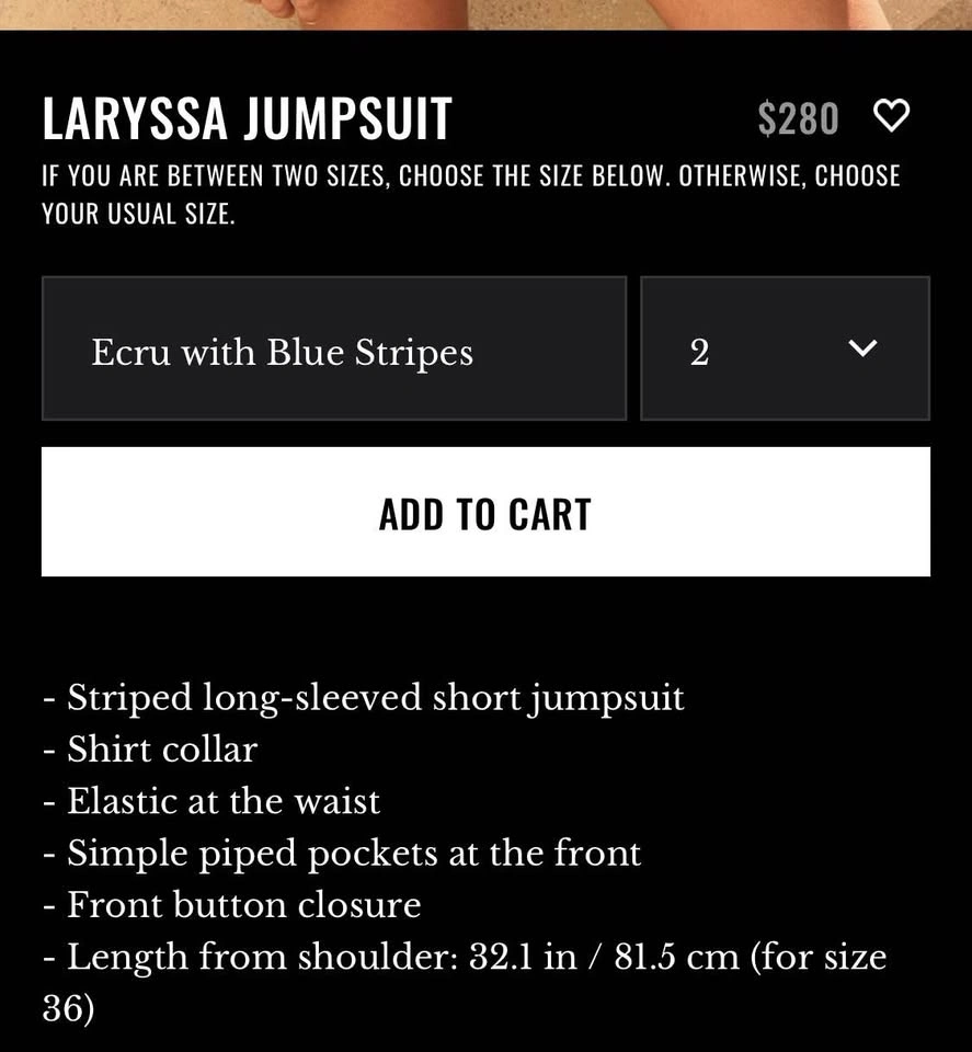 Sézane Laryssa Jumpsuit, ecru with blue stripes, XS - FR 34 - photo 2