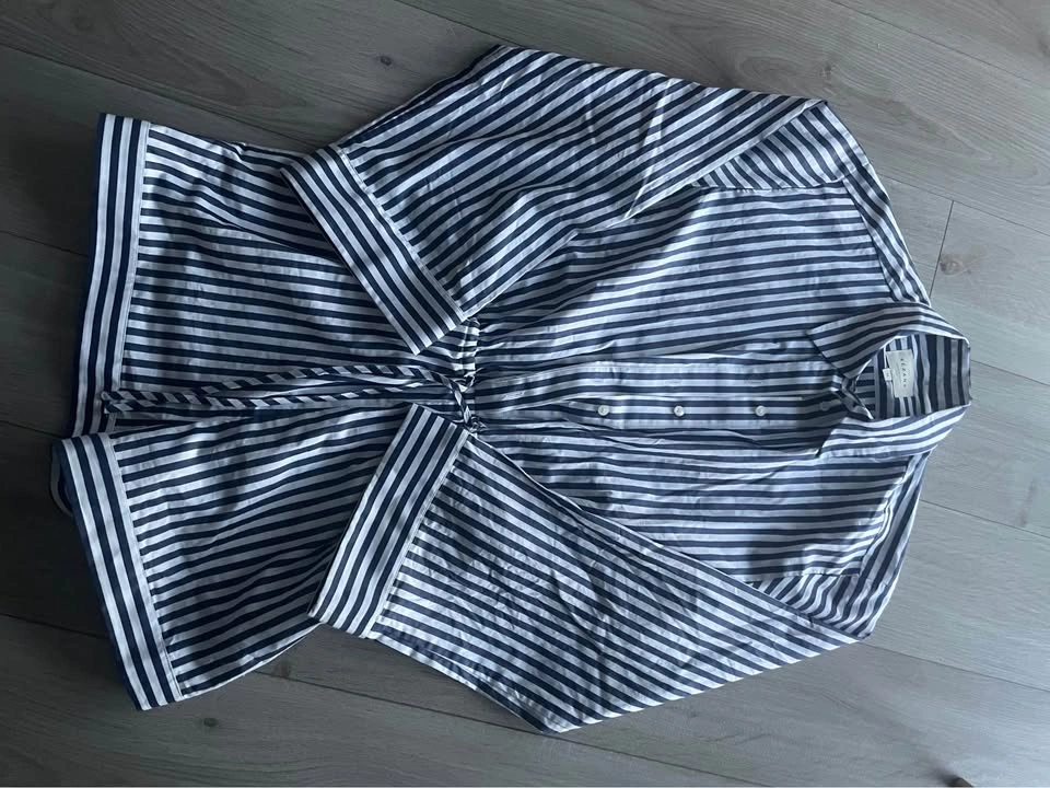 Sézane Laryssa Jumpsuit, ecru with blue stripes, XS - FR 34 - photo 3