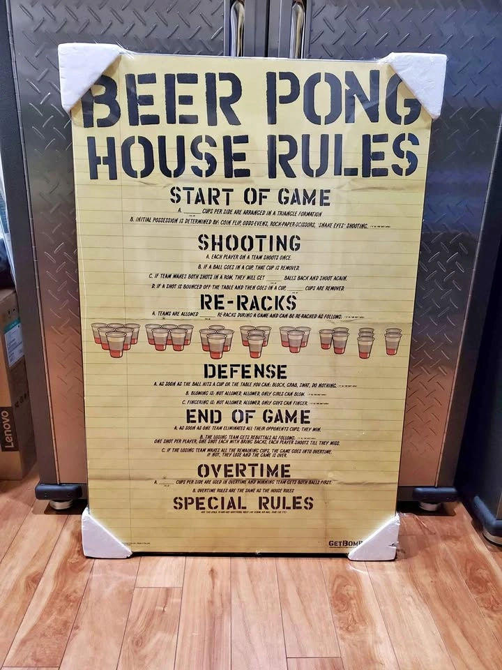 Beer Pong Rules Board Poster