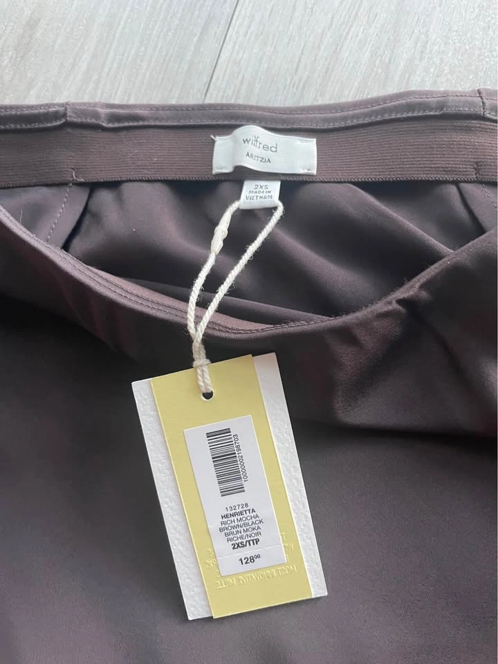 Wilfred Henrietta satin skirt, mocha/black lace, XXS, NWT - photo 4