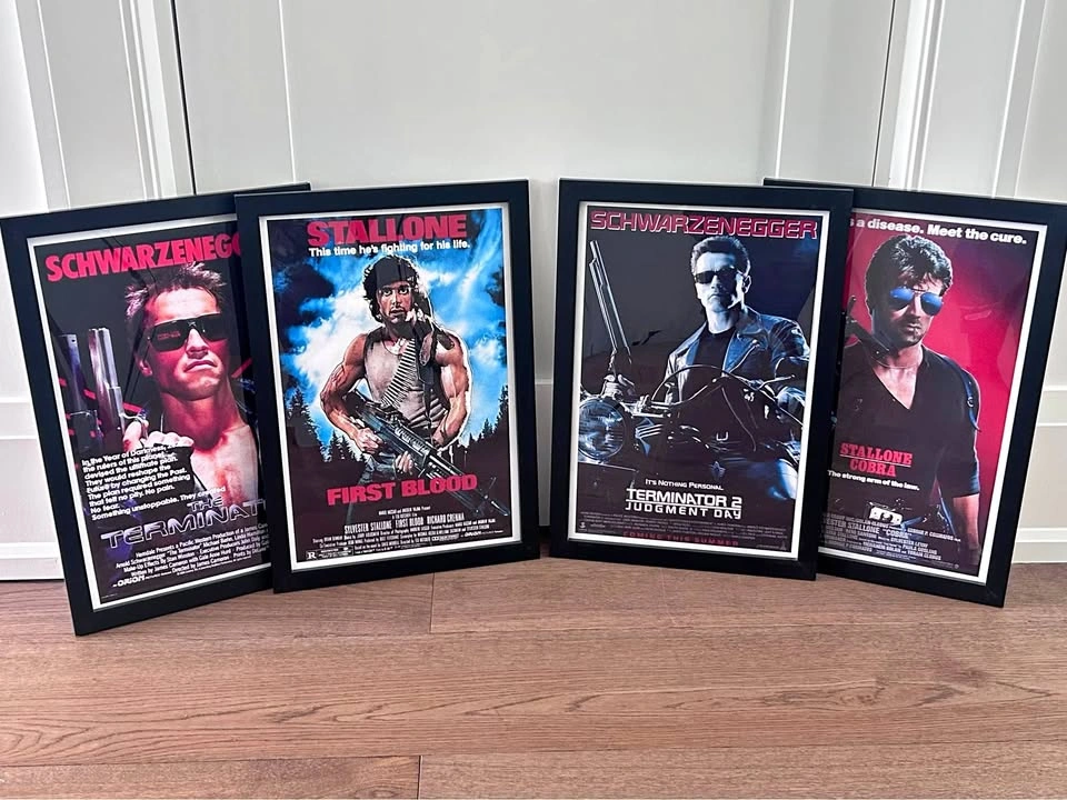 Framed Classic Action Movie Posters – Schwarzenegger & Stallone