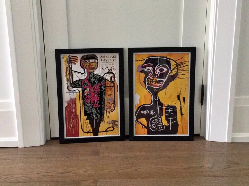 Framed Basquiat - Style Abstract Art Posters