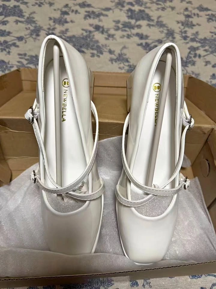 Newbella Mary Janes White Size 7.5
