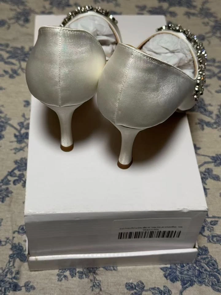 ElegantPark Rhinestone Peep Toe Wedding Pumps Size 6 - photo 3