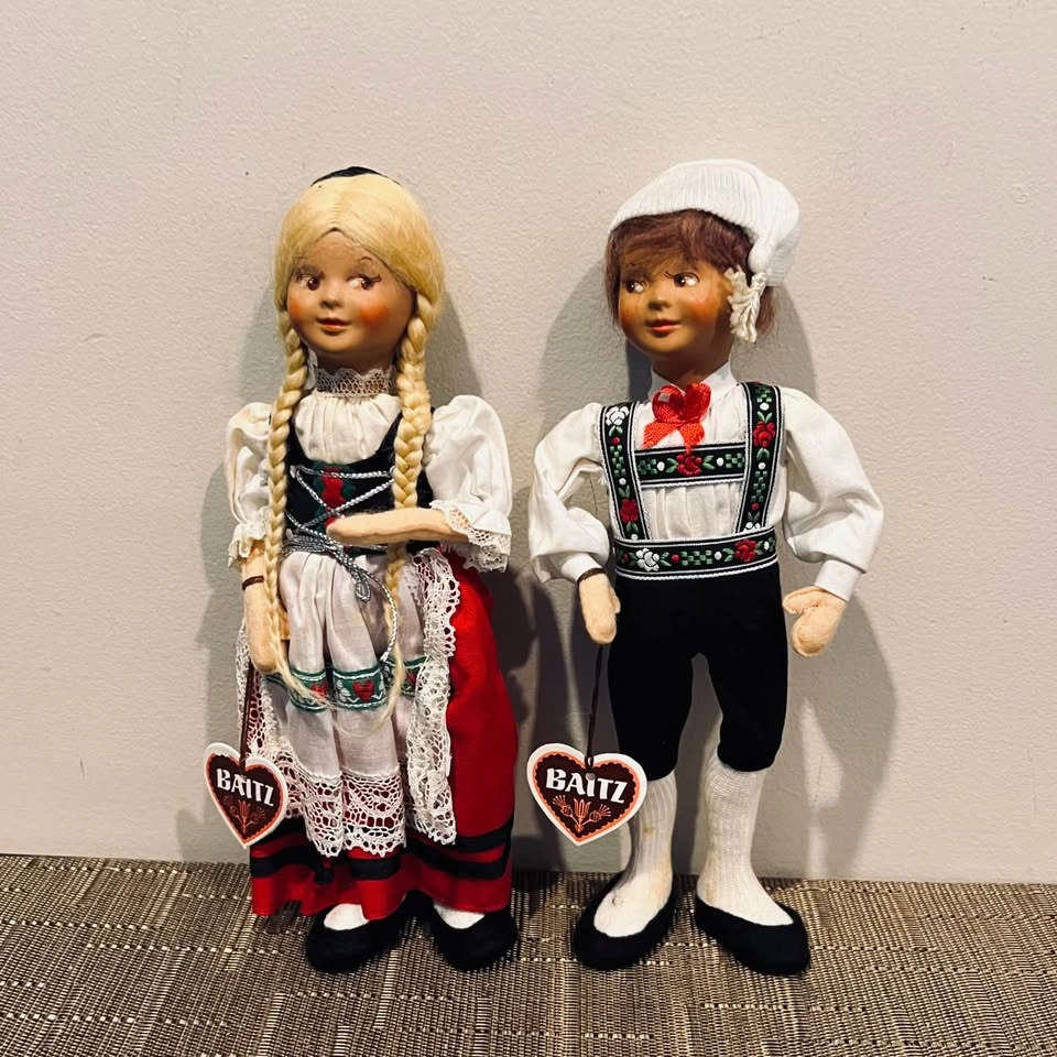 Vintage Baitz Austrian Costume Dolls (23cm Tall)