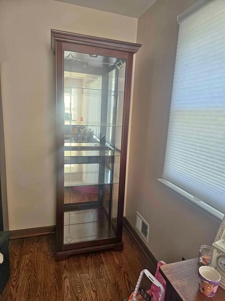 Wood and glass display cabinet