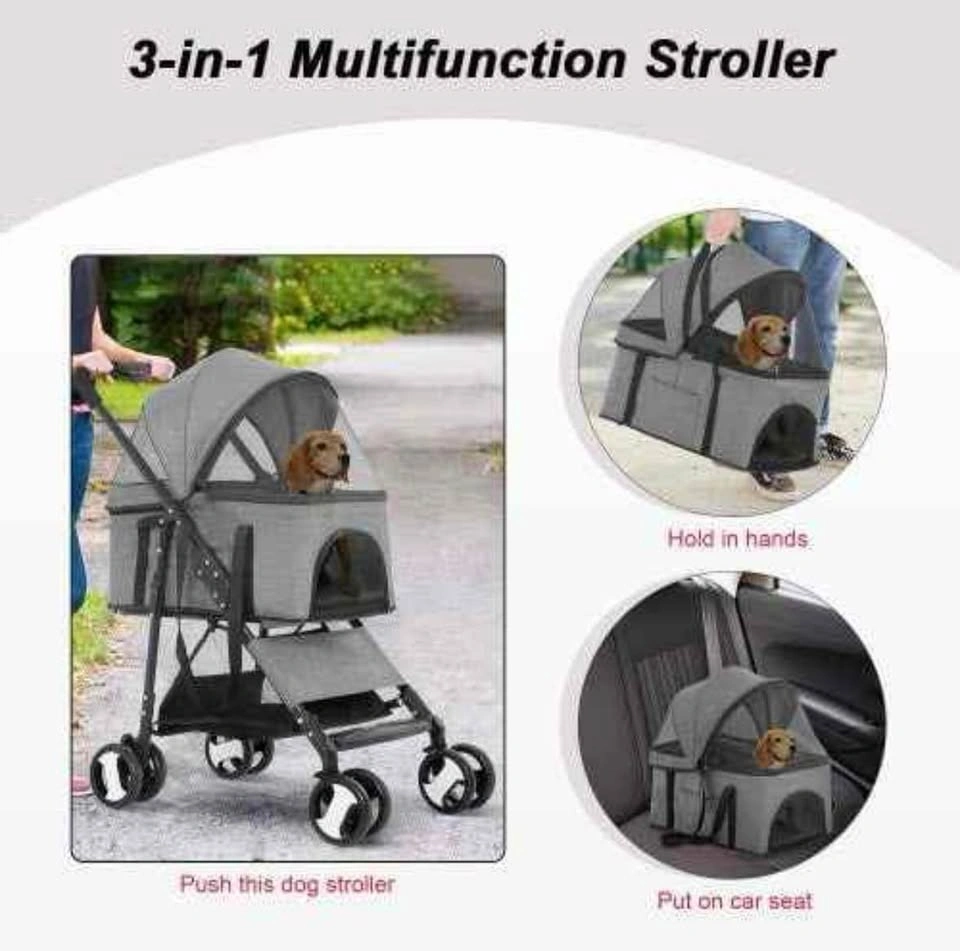 PET STROLLER FOLDABLE (GREY) - photo 3