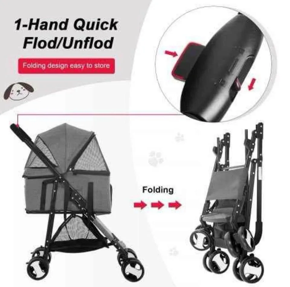 PET STROLLER FOLDABLE (GREY) - photo 4
