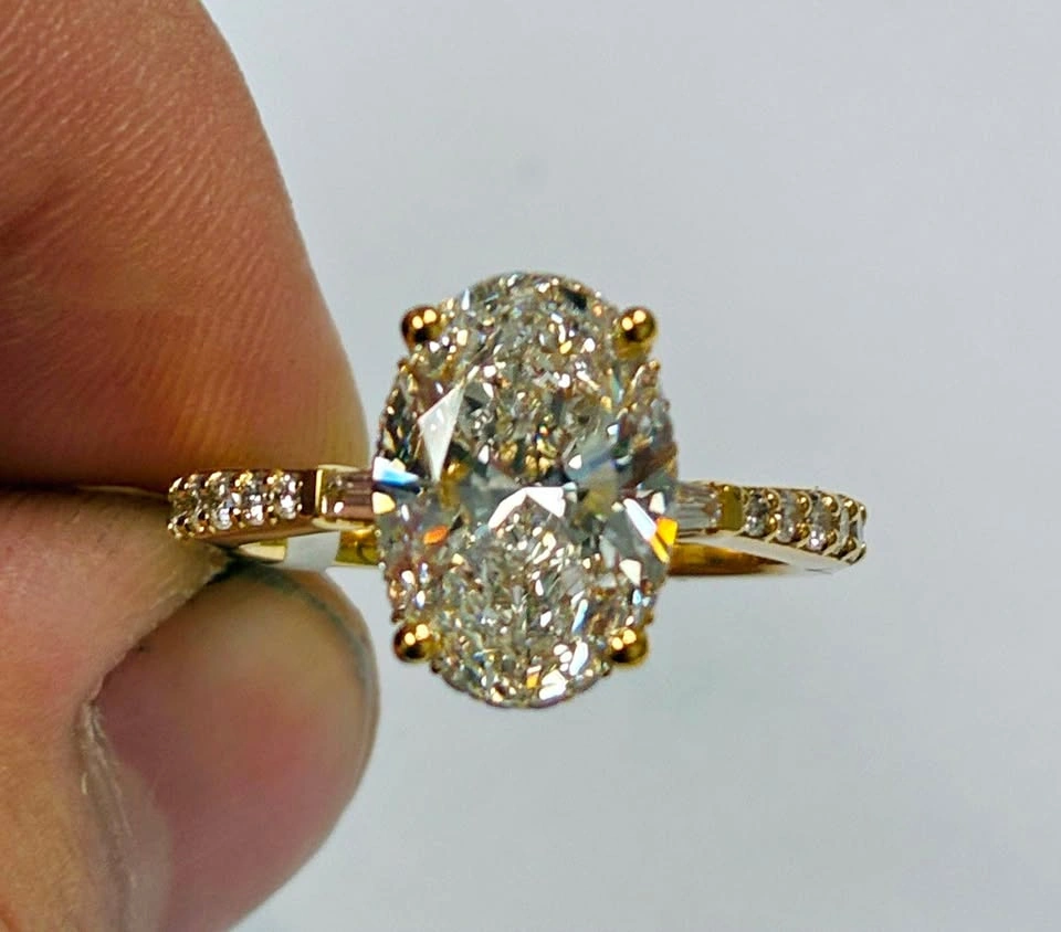 14k 3.5ct IGI lab diamond engagement ring size 6.5