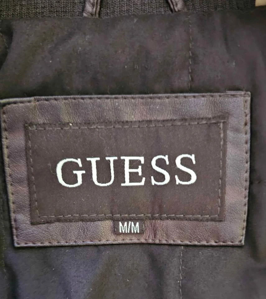 GUESS Men's Faux Leather Bomber Jacket - Size Medium - photo 3