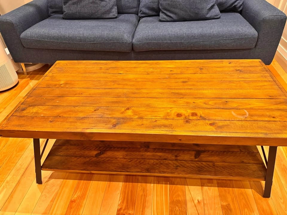 Rustic Industrial Wood and Metal Coffee Table