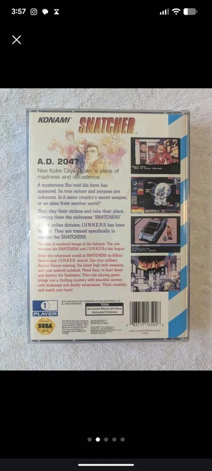 SNATCHER SEGA CD COMPLETE TESTED *MINT CONDITION* - photo 2