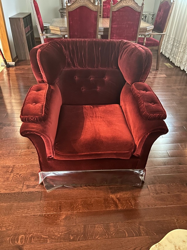 Vintage Velvet Sofa and Armchair Set
